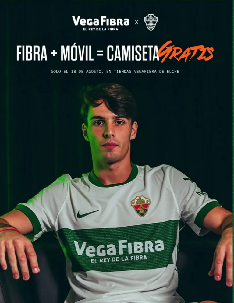 GRAN EXITO DE LA PROMOCIÓN «REGALO DE CAMISETA OFICIAL DEL ELCHE CF 25/26» EN DELEGANETWORK X VEGAFIBRA